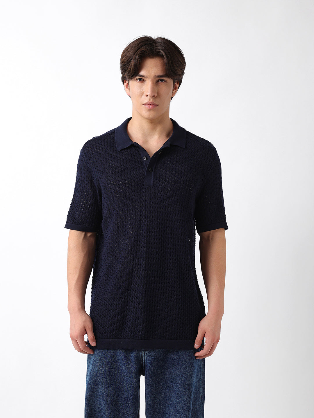 Men Navy Polo T-Shirt
