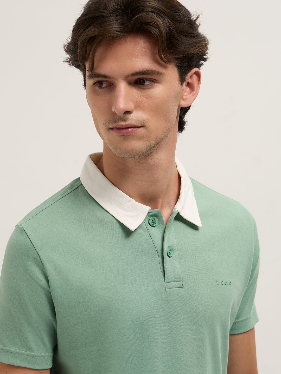 Men Green Solid Slim Fit Polo