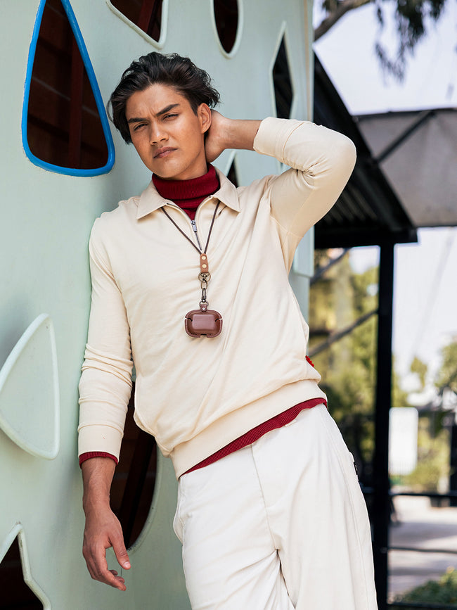 Men Beige Solid Cotton Polo