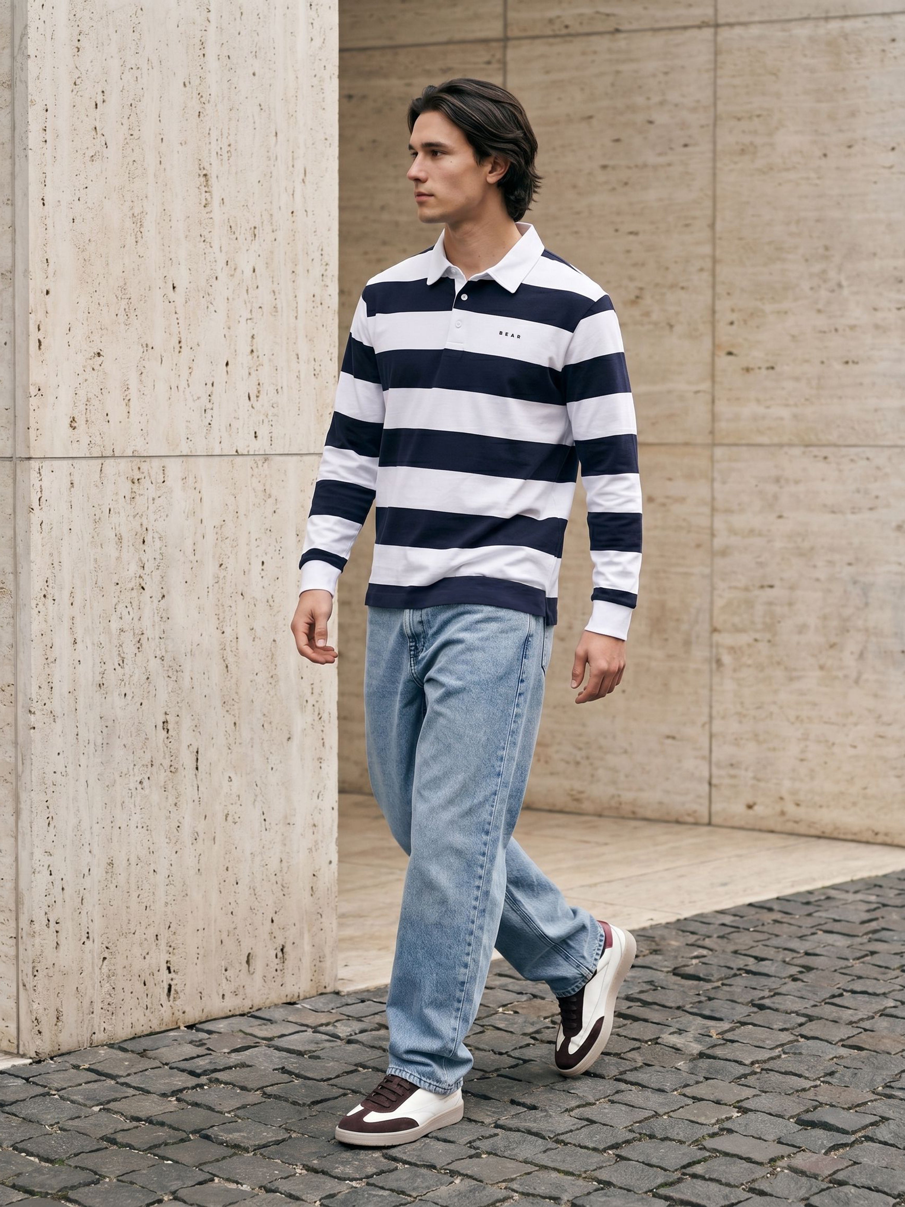 Men Multi Striped Cotton Polo T-Shirt