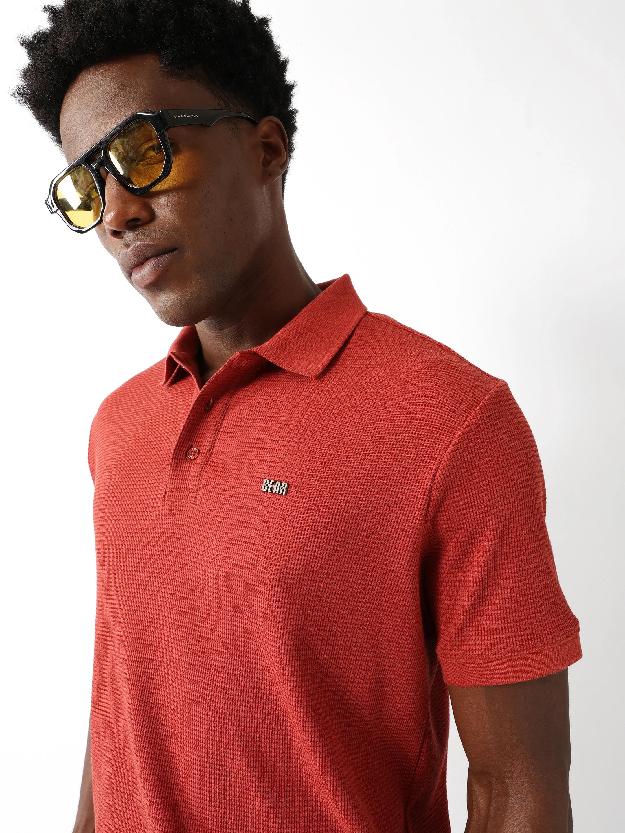 Men Rust Regular Fit Polo