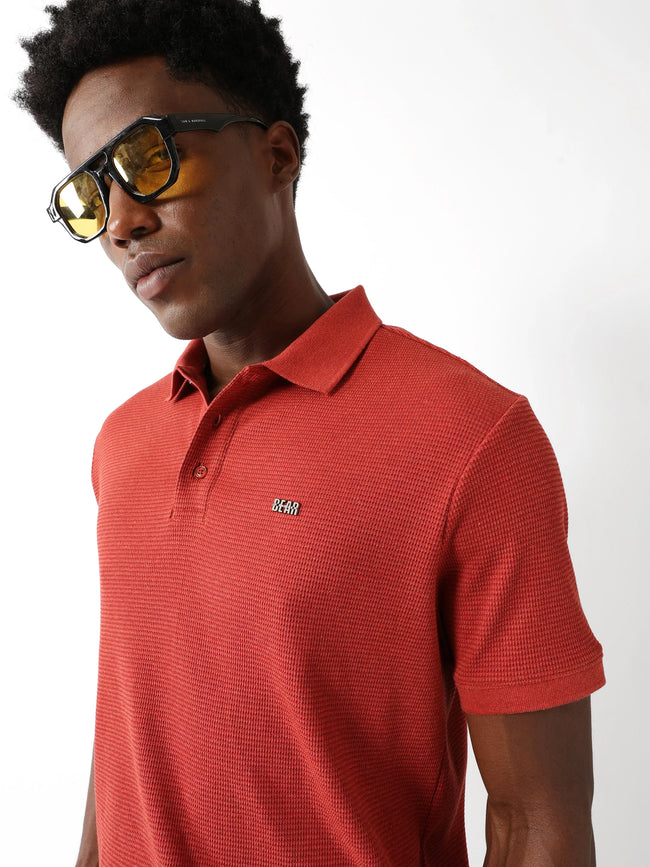 Men Rust Regular Fit Polo