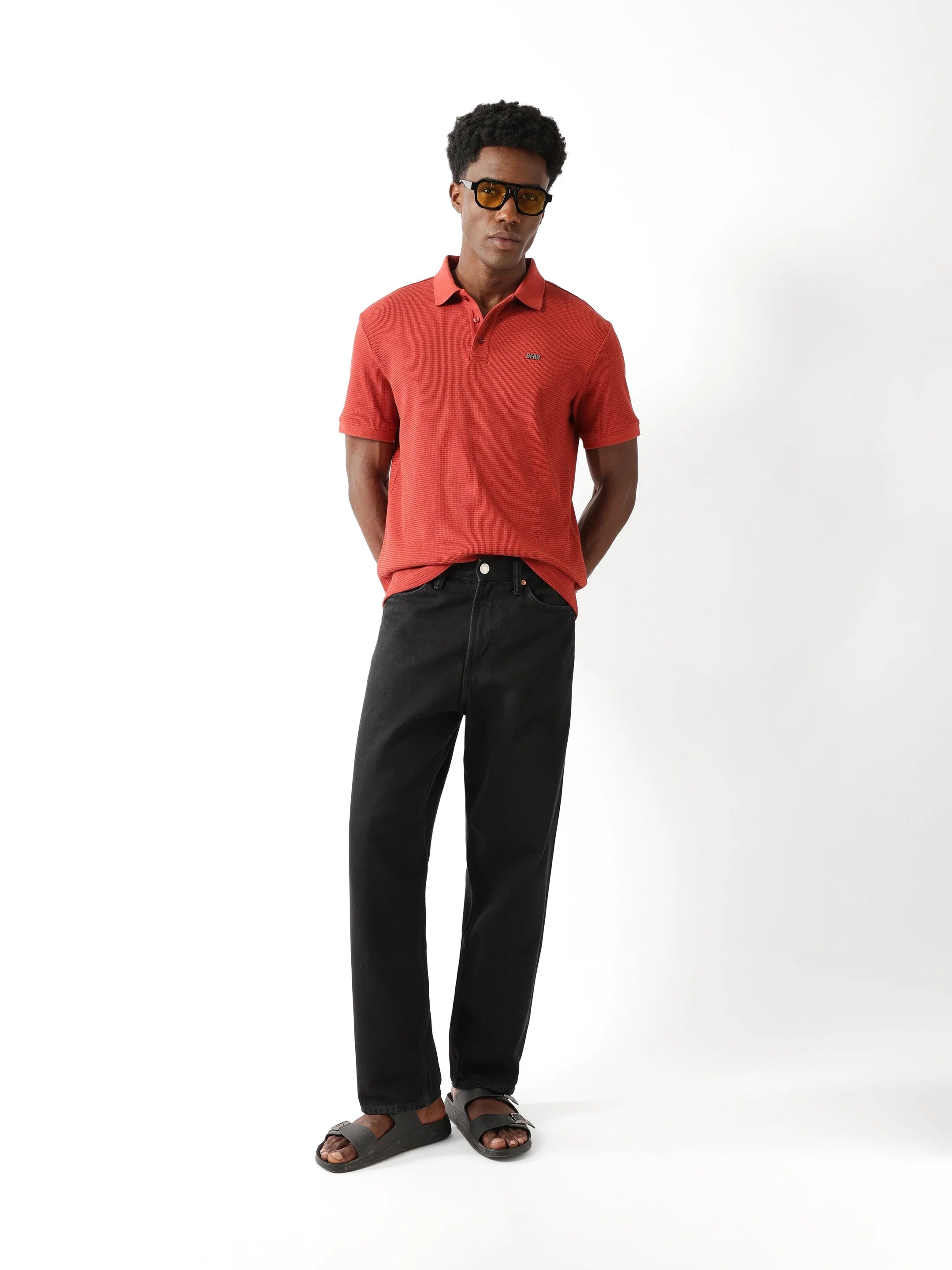 Men Rust Regular Fit Polo