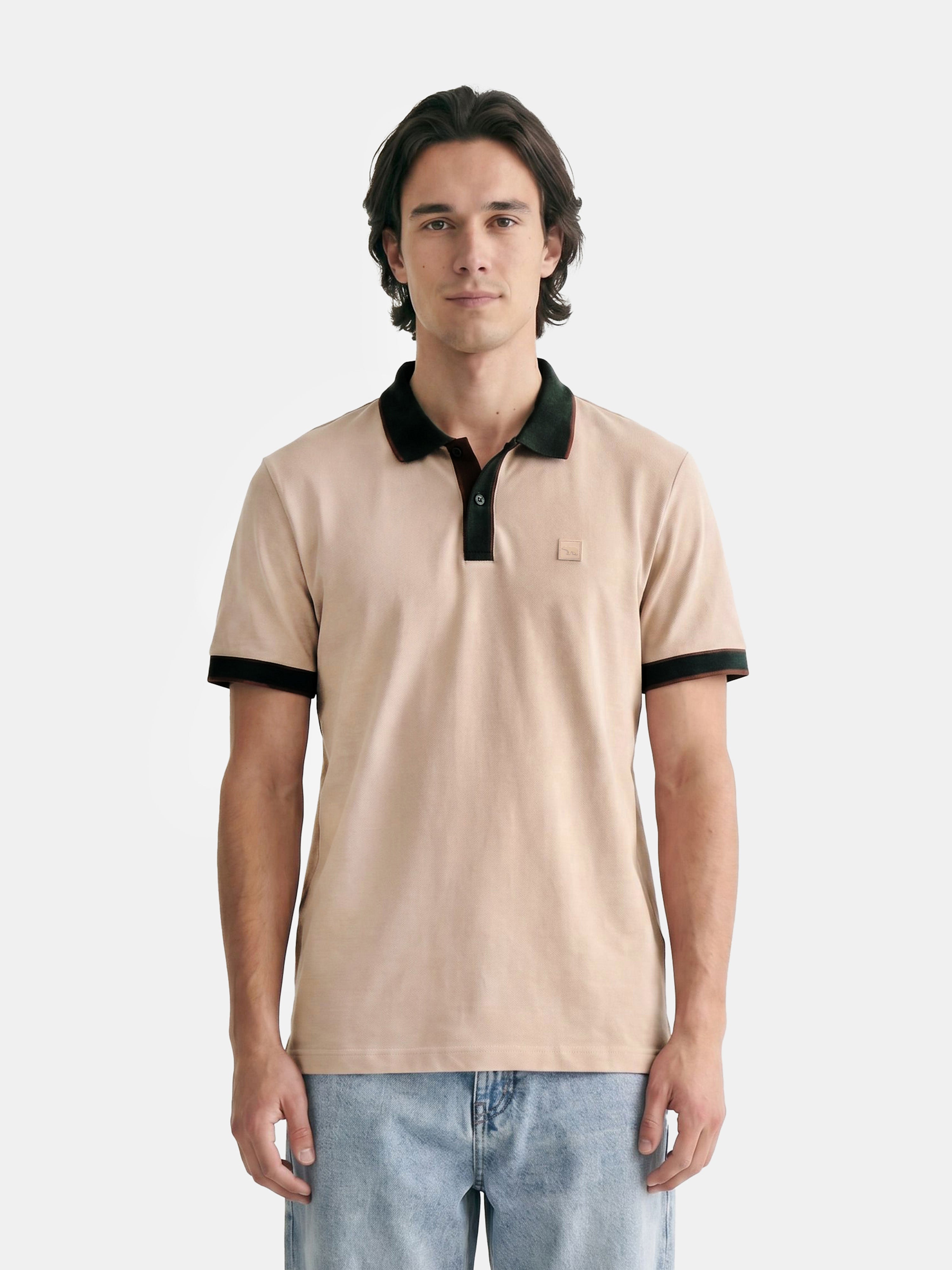 Men Peach Solid Cotton Polo T-Shirt