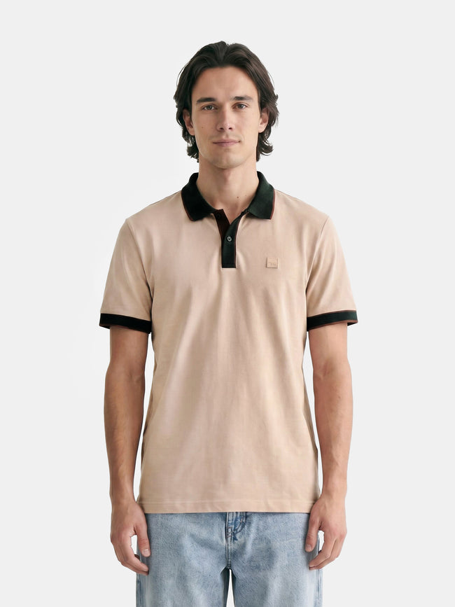 Men Peach Solid Cotton Polo T-Shirt