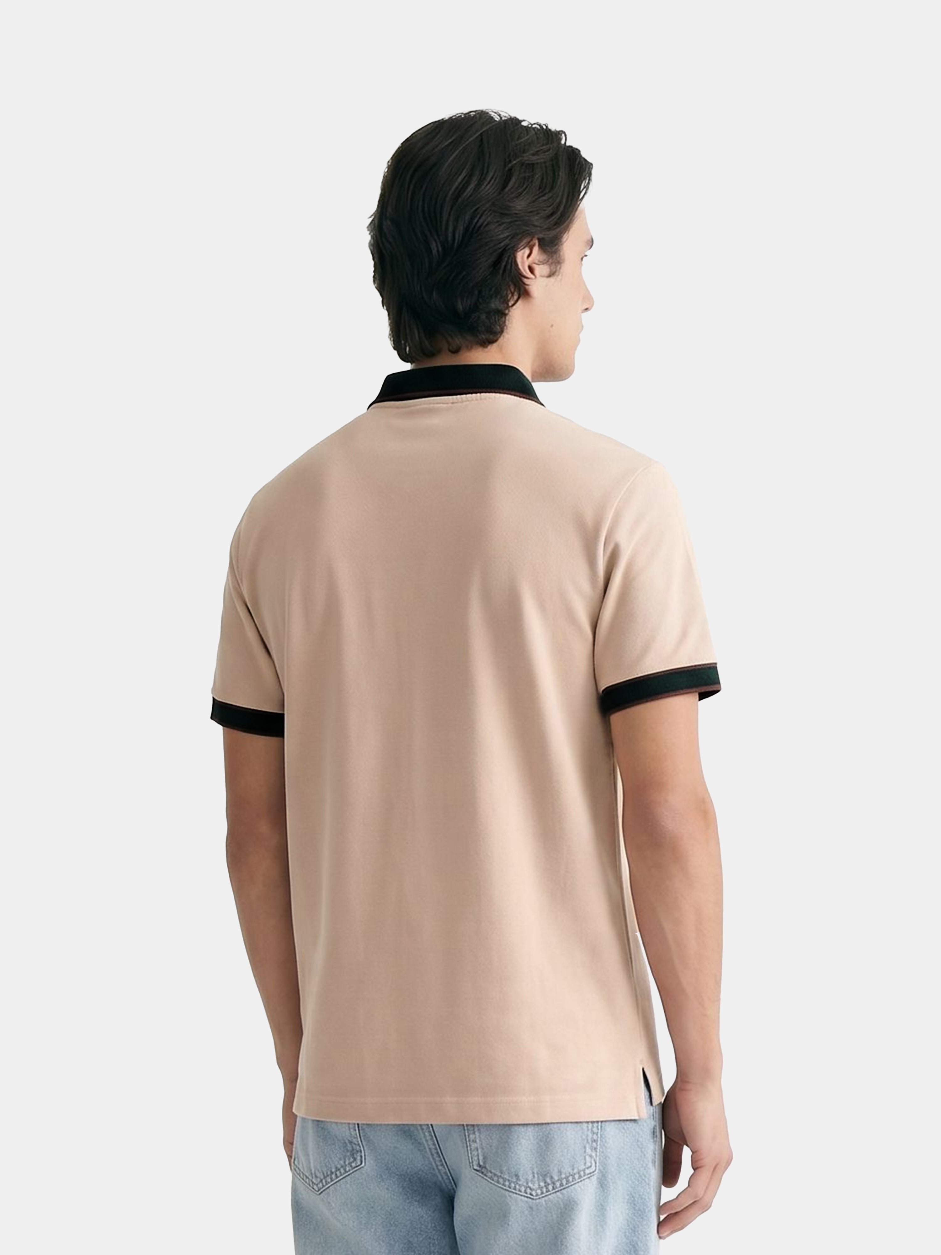 Men Peach Solid Cotton Polo T-Shirt