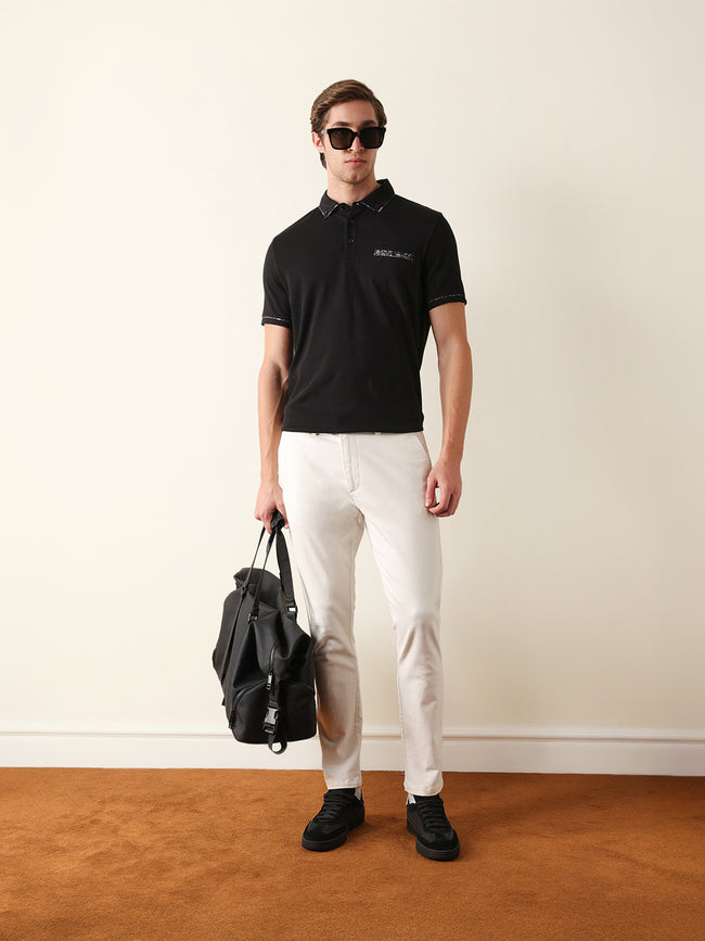 Men Black Solid Cotton T-Shirt
