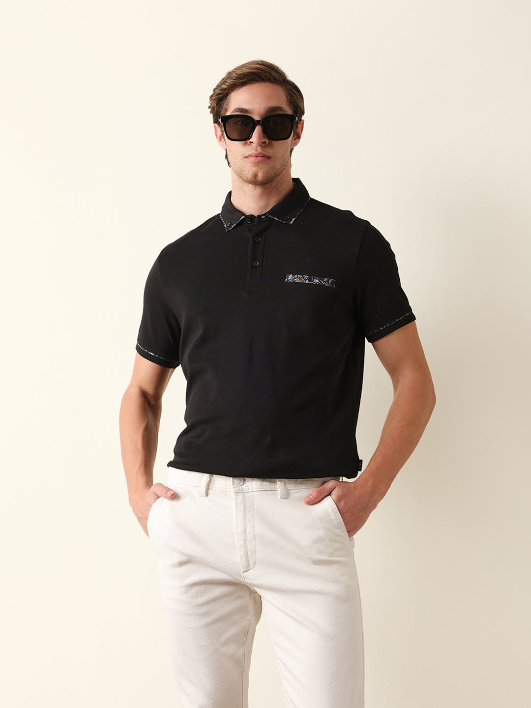 Men Black Solid Cotton T-Shirt