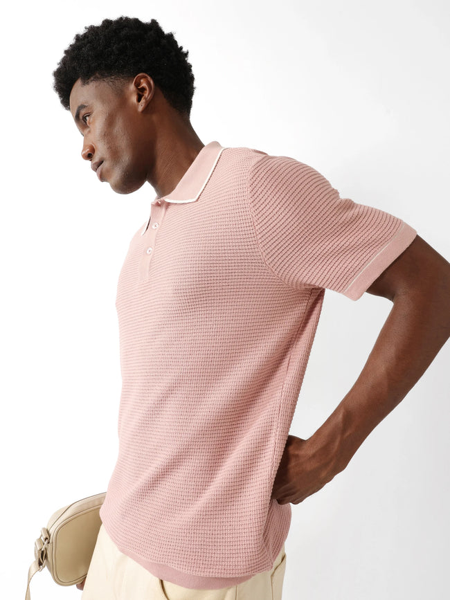 Men Pink Regular Fit Polo