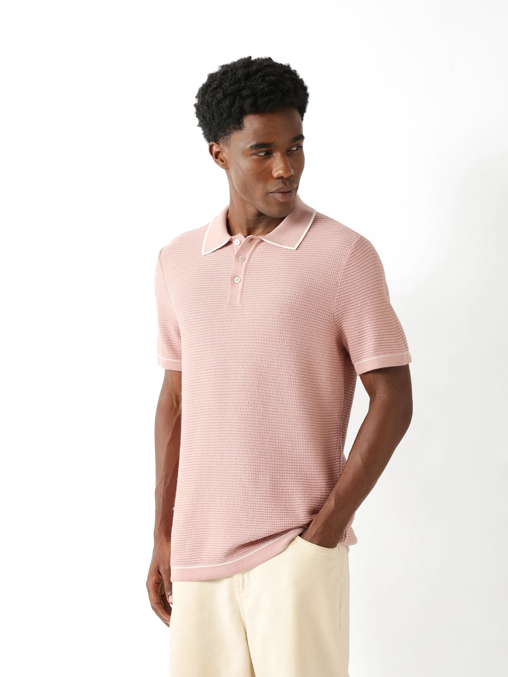 Men Pink Regular Fit Polo