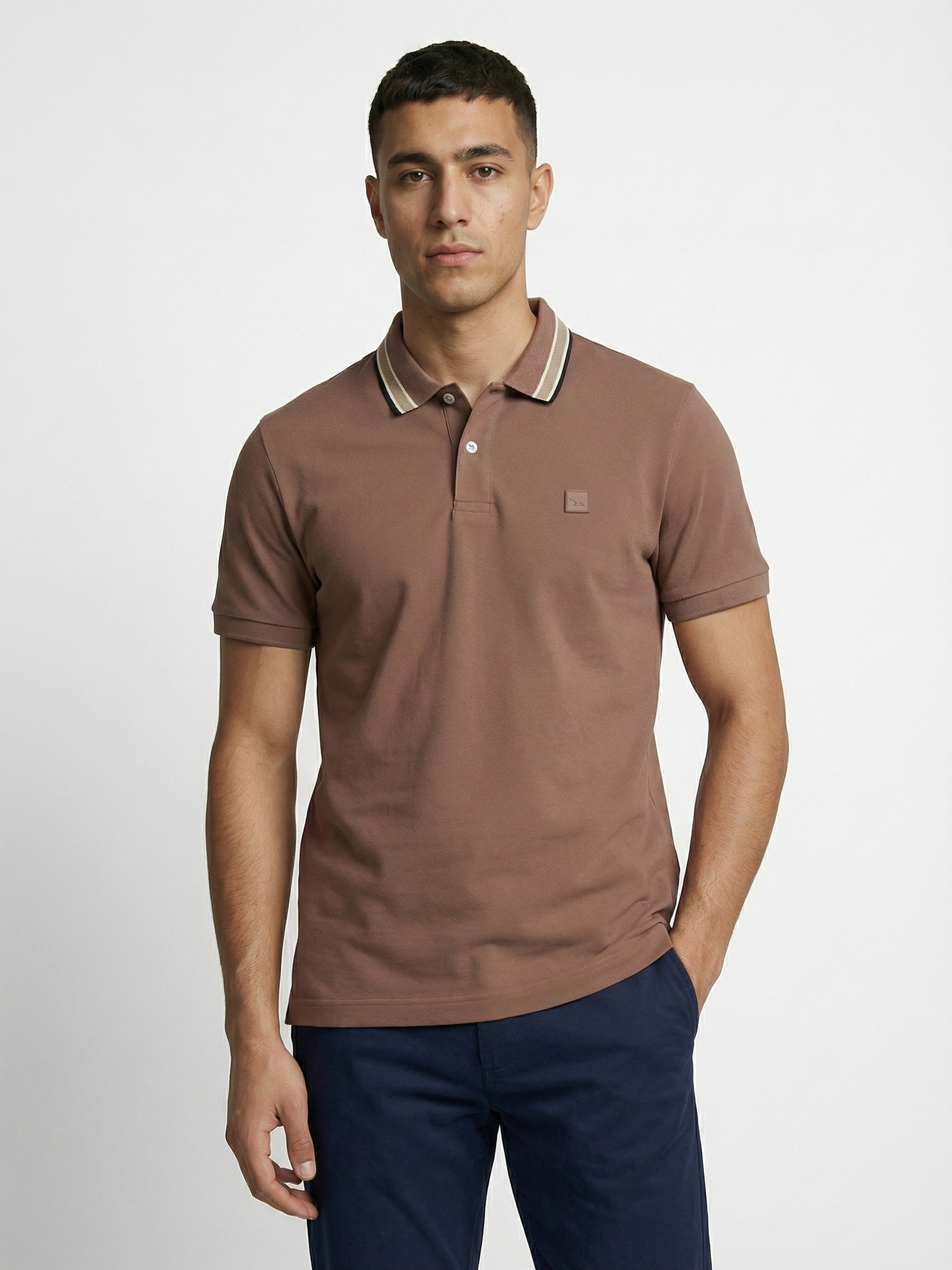 Men Pink Solid Cotton Polo T-Shirt