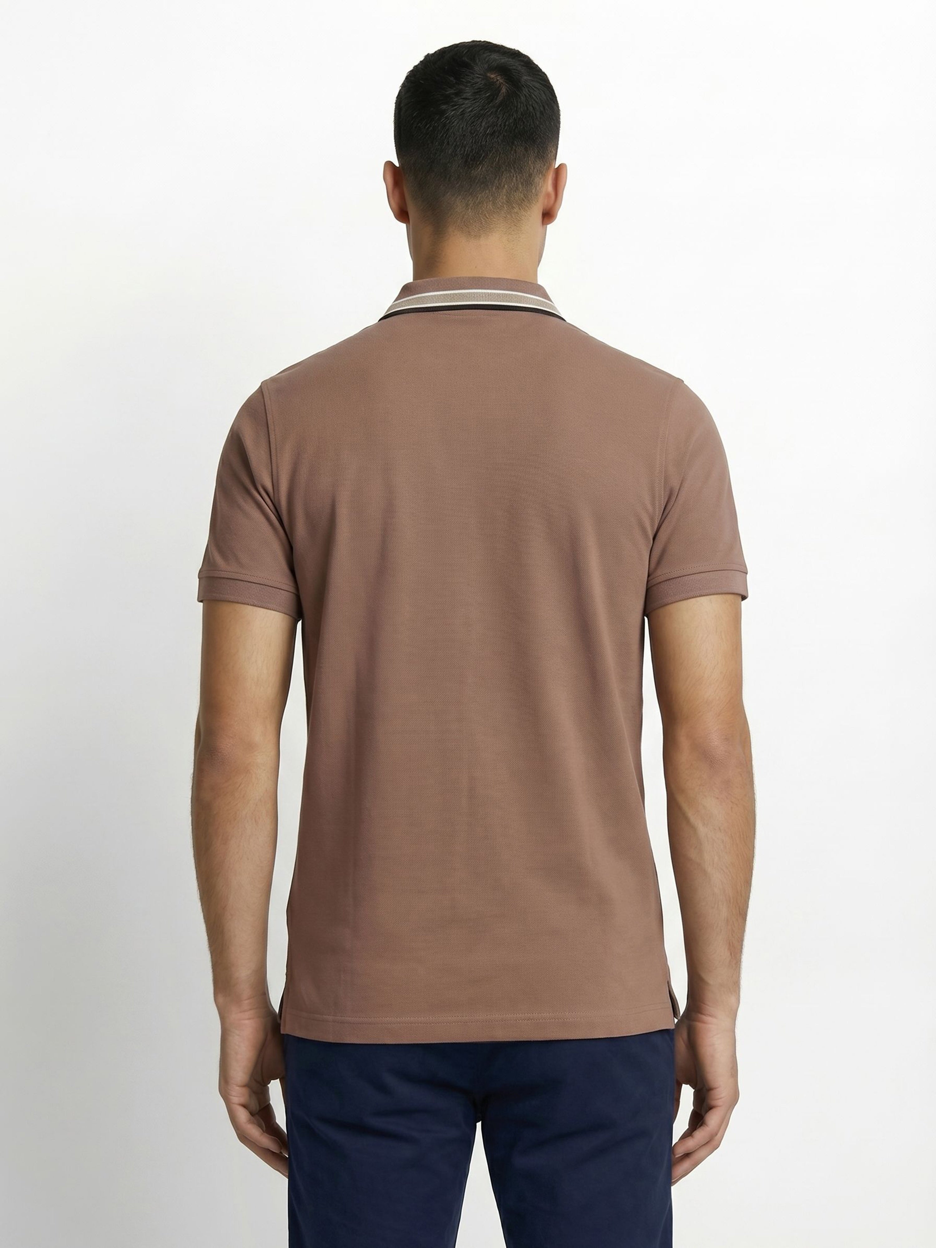 Men Pink Solid Cotton Polo T-Shirt