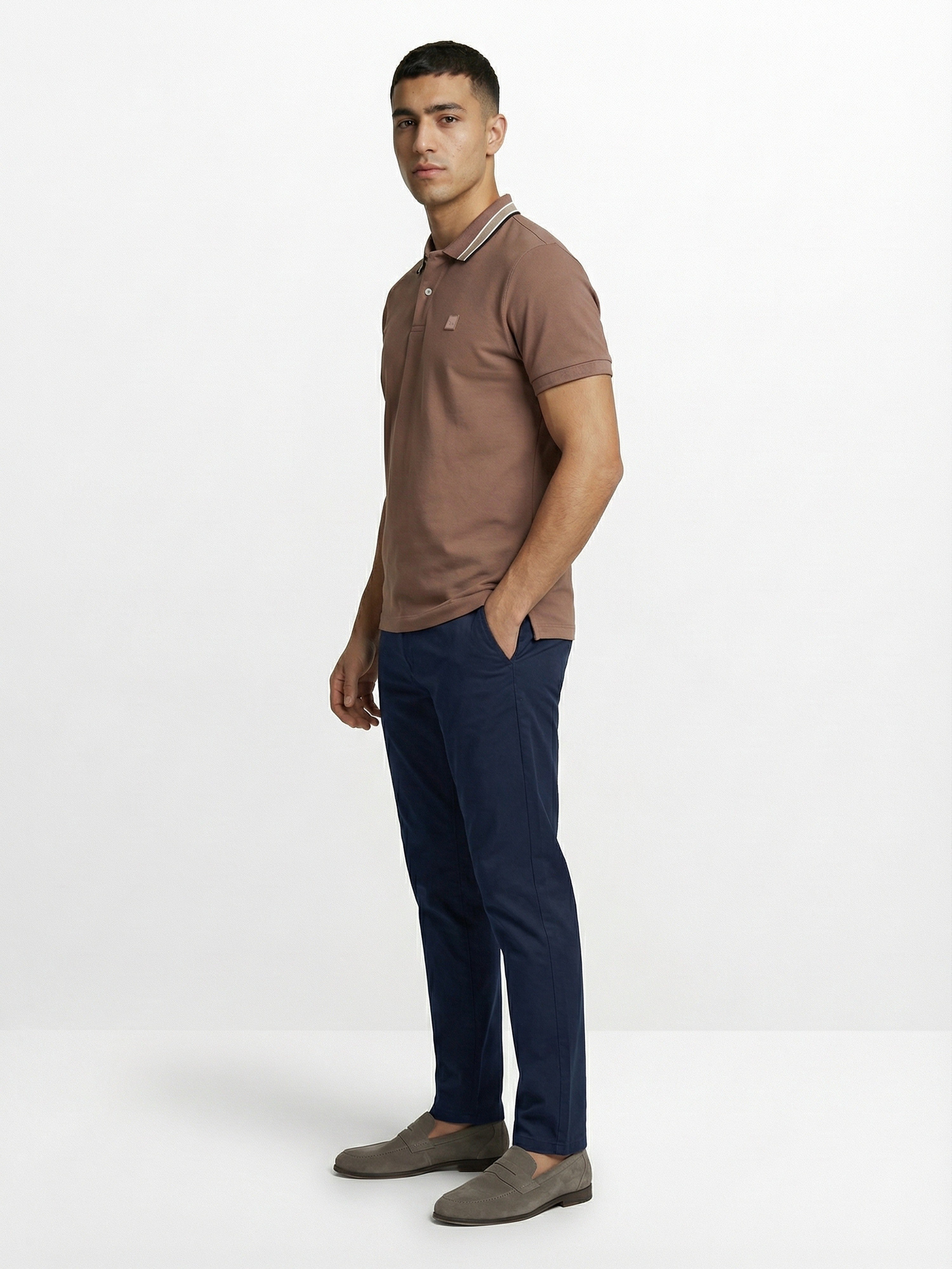 Men Pink Solid Cotton Polo T-Shirt