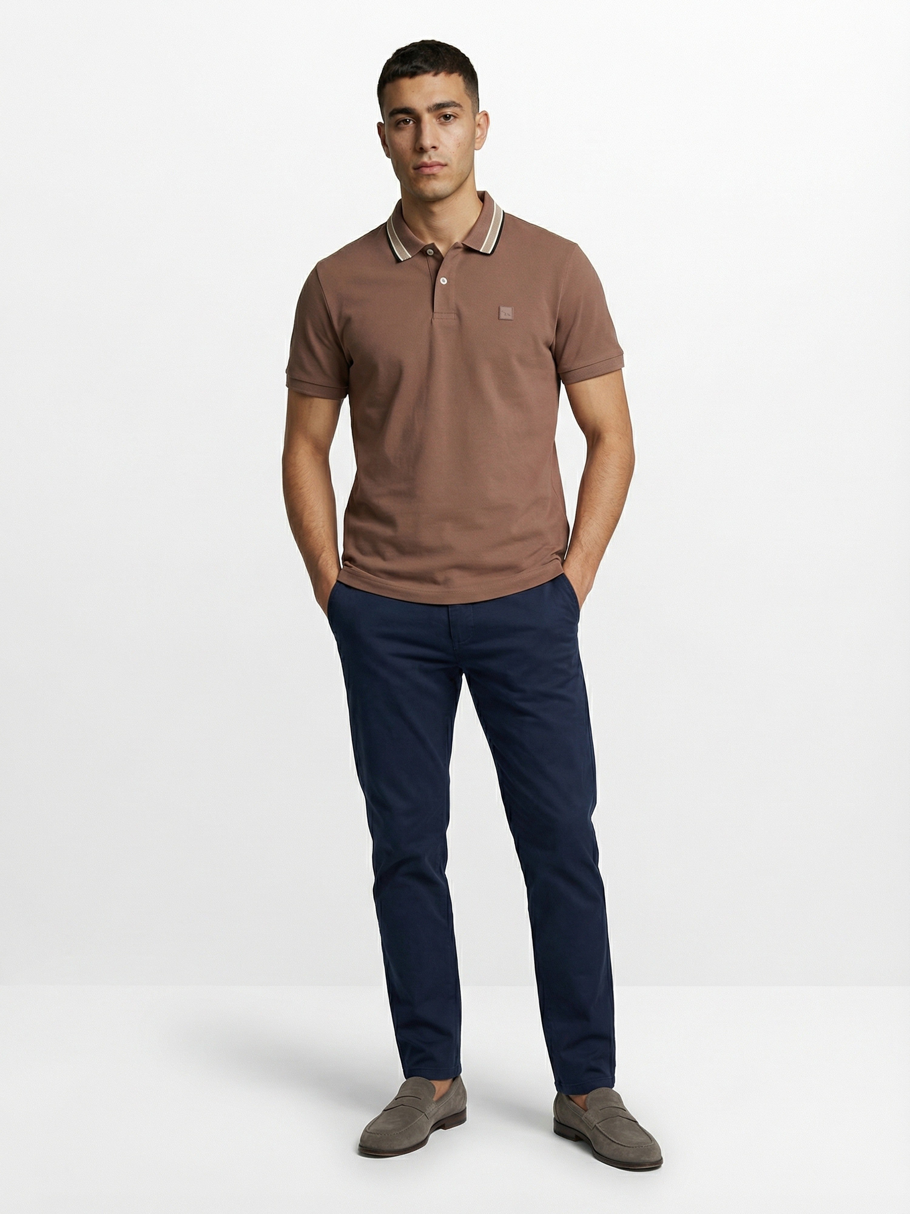 Men Pink Solid Cotton Polo T-Shirt