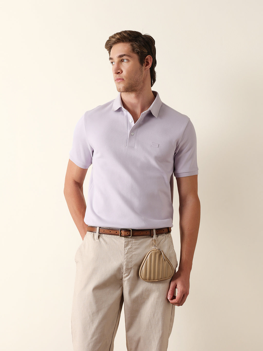 Men Purple Solid Cotton T-Shirt