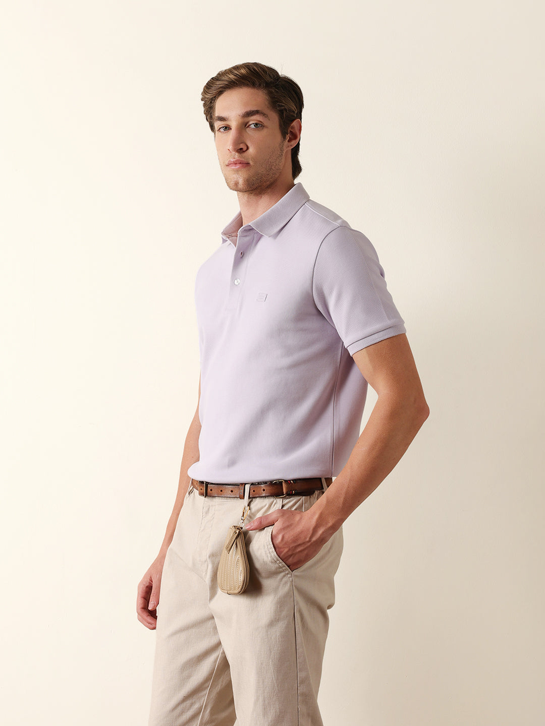 Men Purple Solid Cotton T-Shirt