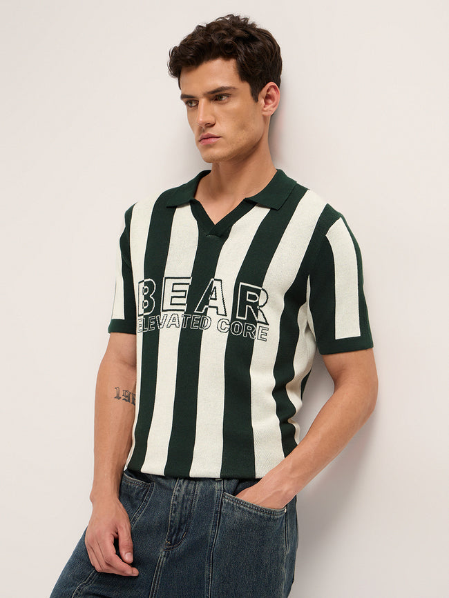 Men Cotton Striped Polo T-Shirt