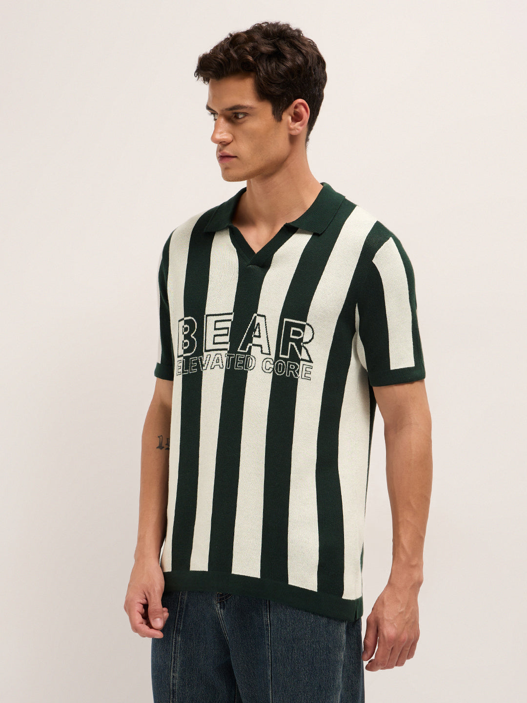 Men Cotton Striped Polo T-Shirt