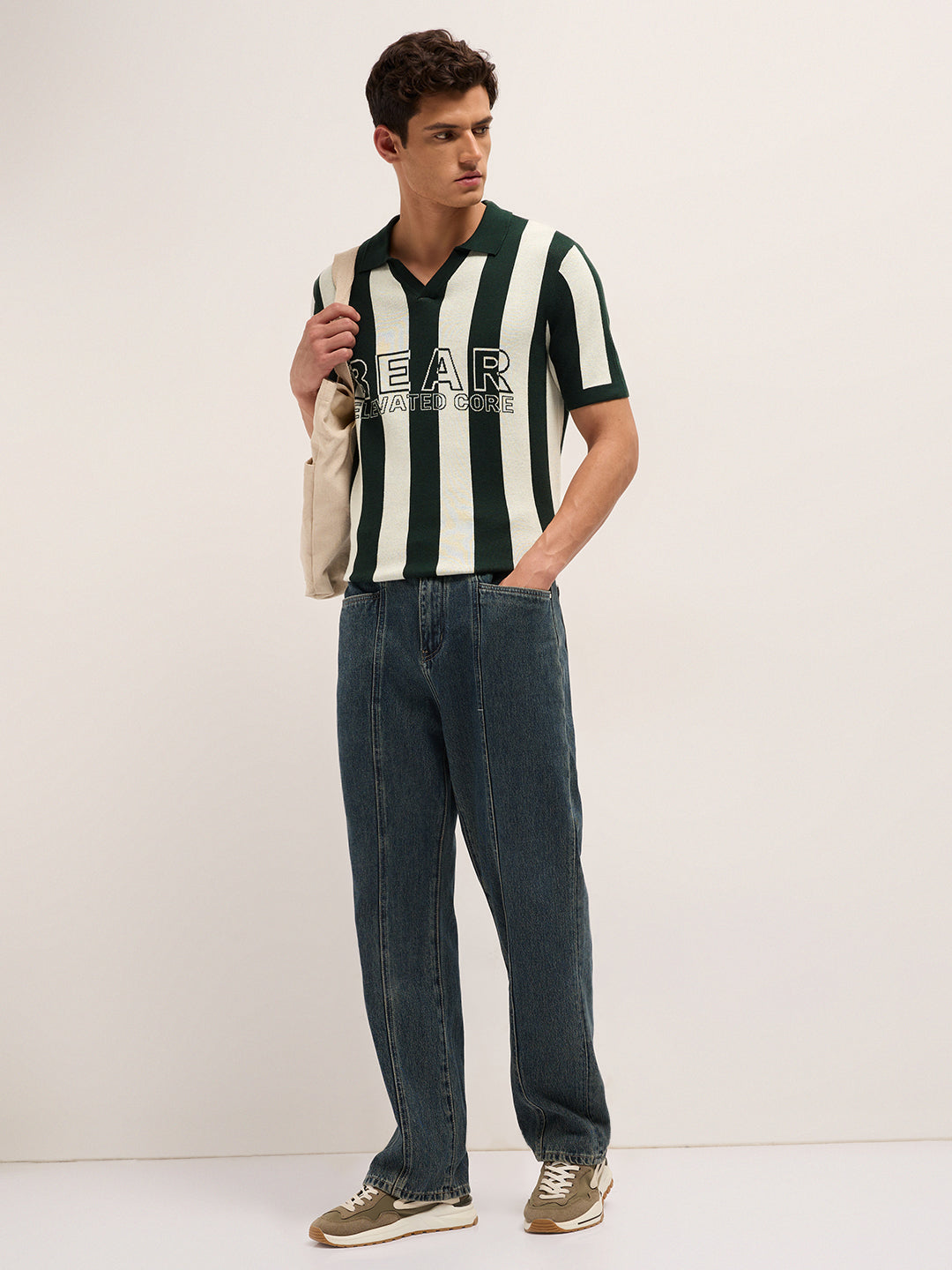 Men Cotton Striped Polo T-Shirt
