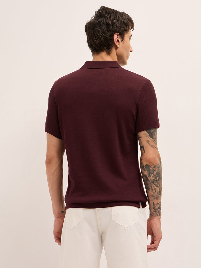 Men Cotton Textured Polo T-Shirt