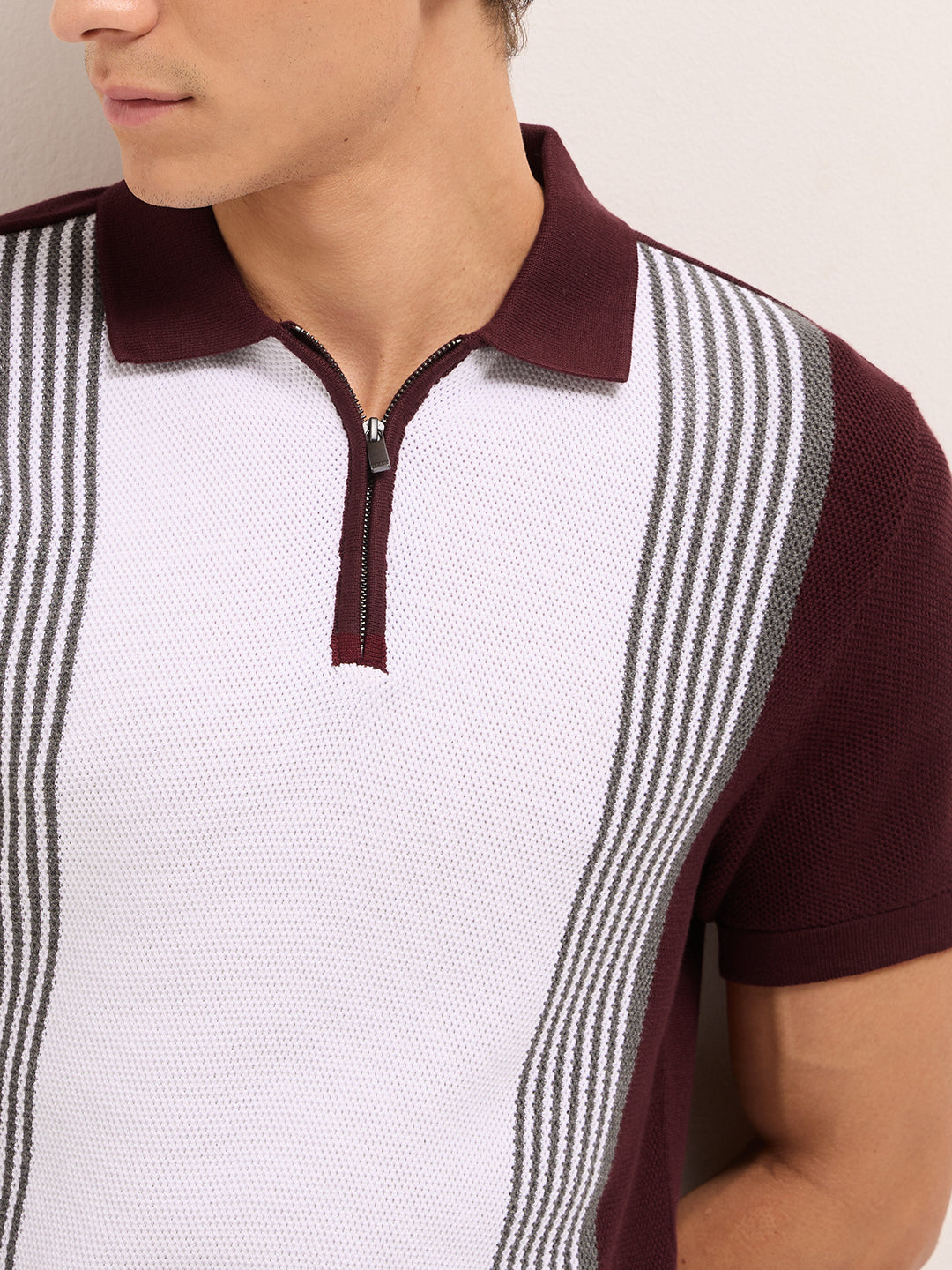 Men Cotton Textured Polo T-Shirt