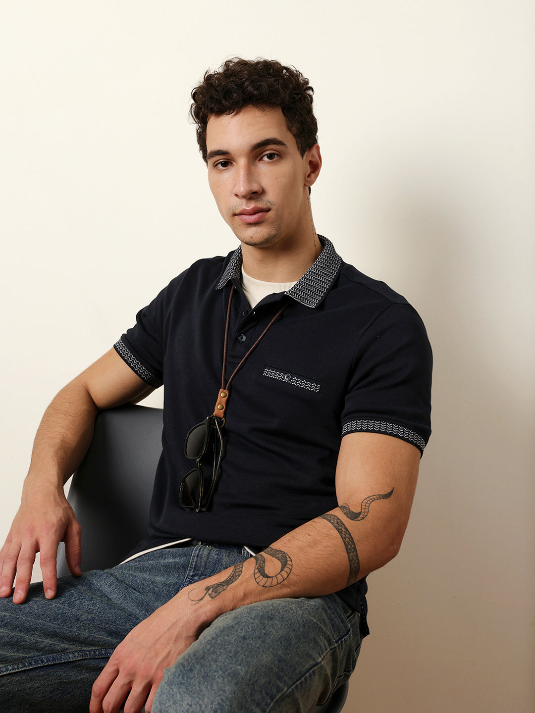 Men Blue Half Sleeve Polo T-Shirt