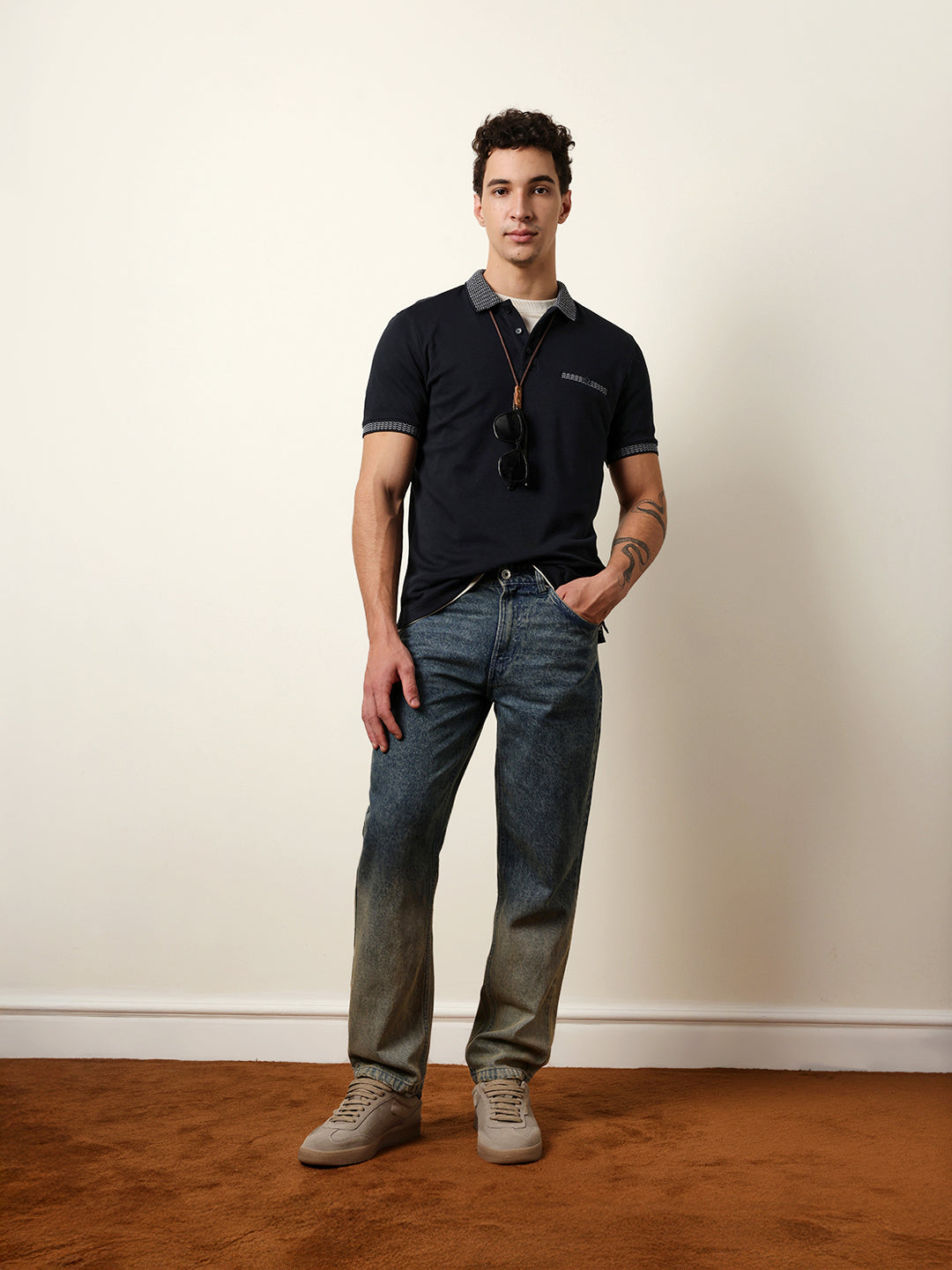 Men Blue Half Sleeve Polo T-Shirt