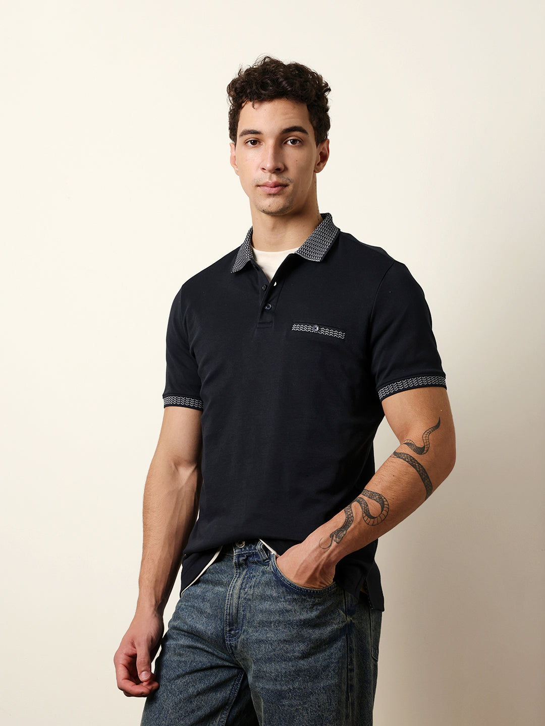 Men Blue Half Sleeve Polo T-Shirt