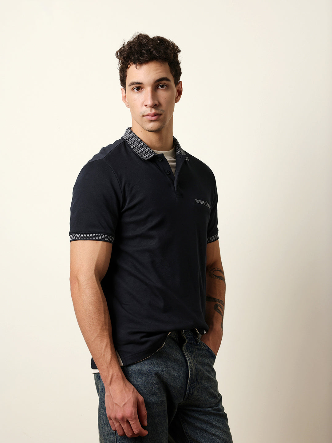 Men Blue Half Sleeve Polo T-Shirt