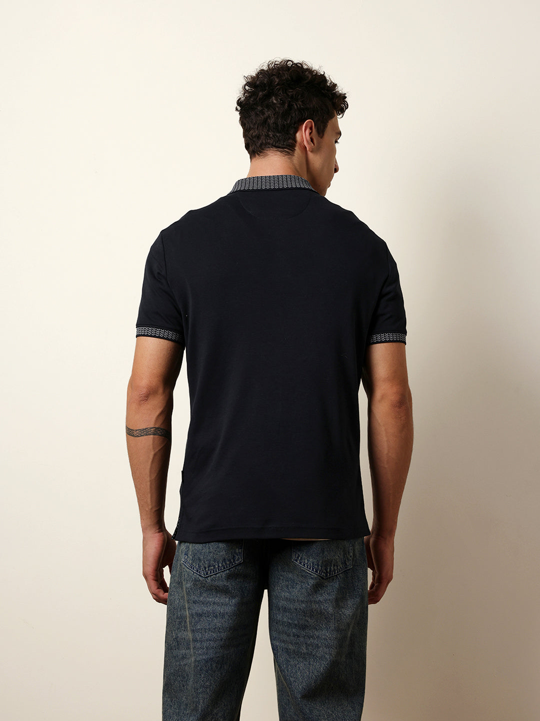 Men Blue Half Sleeve Polo T-Shirt