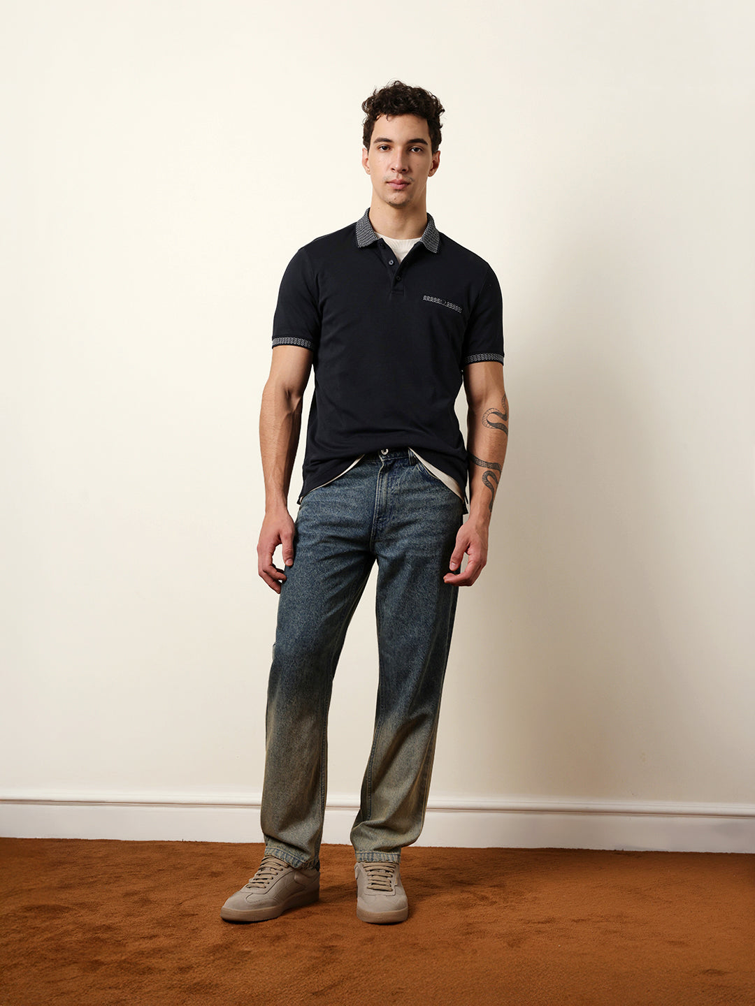 Men Blue Half Sleeve Polo T-Shirt
