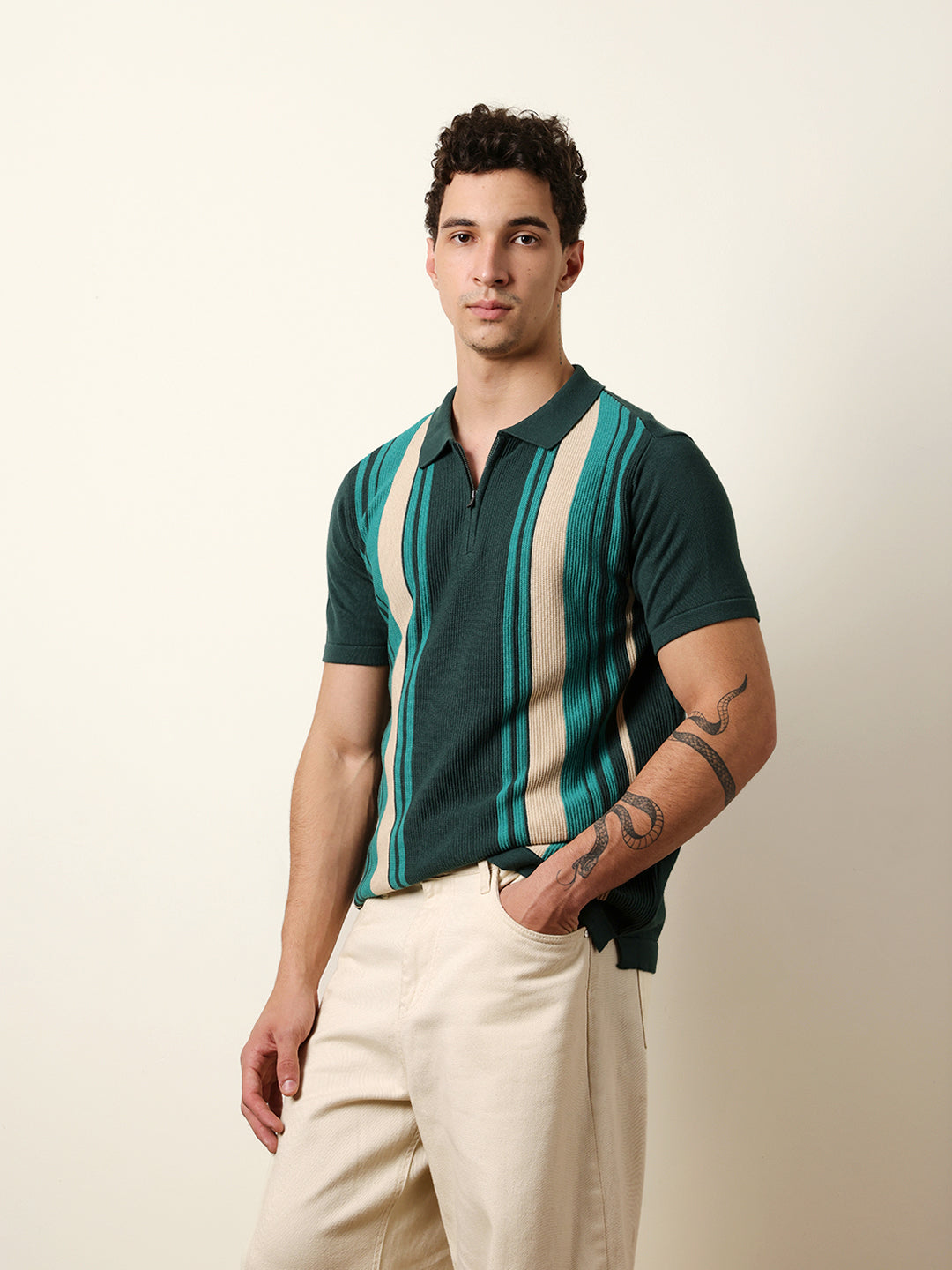 Men Multicolor Half Sleeve Polo T-Shirt