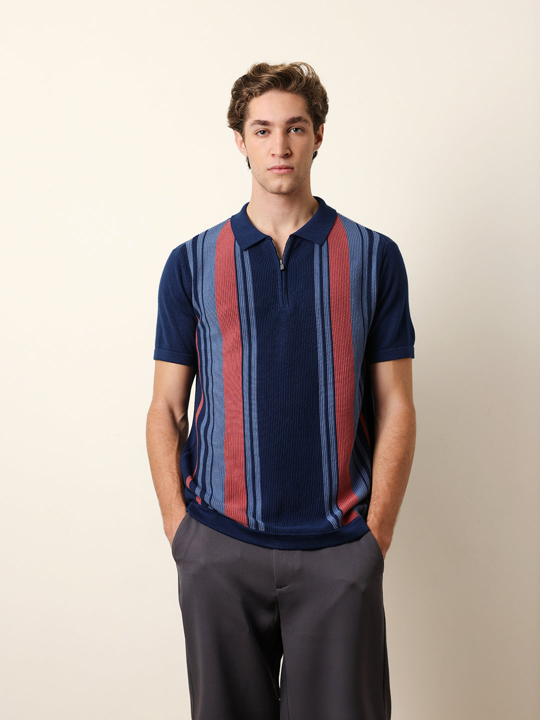 Men Multicolor Half Sleeve Polo T-Shirt