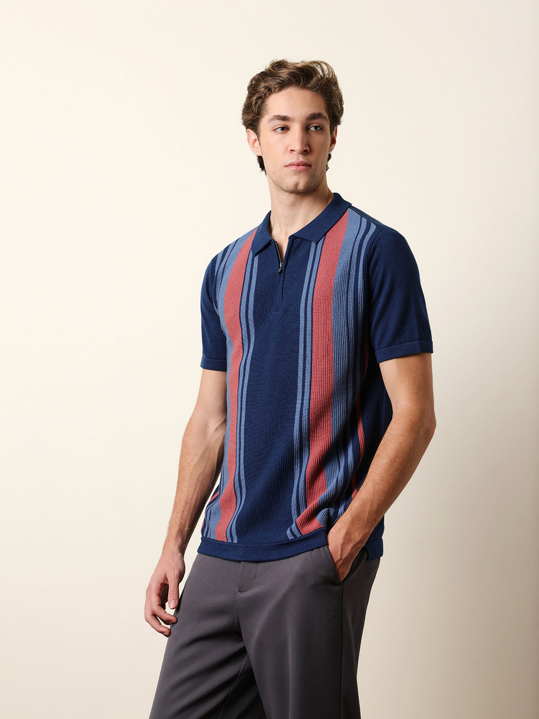 Men Multicolor Half Sleeve Polo T-Shirt
