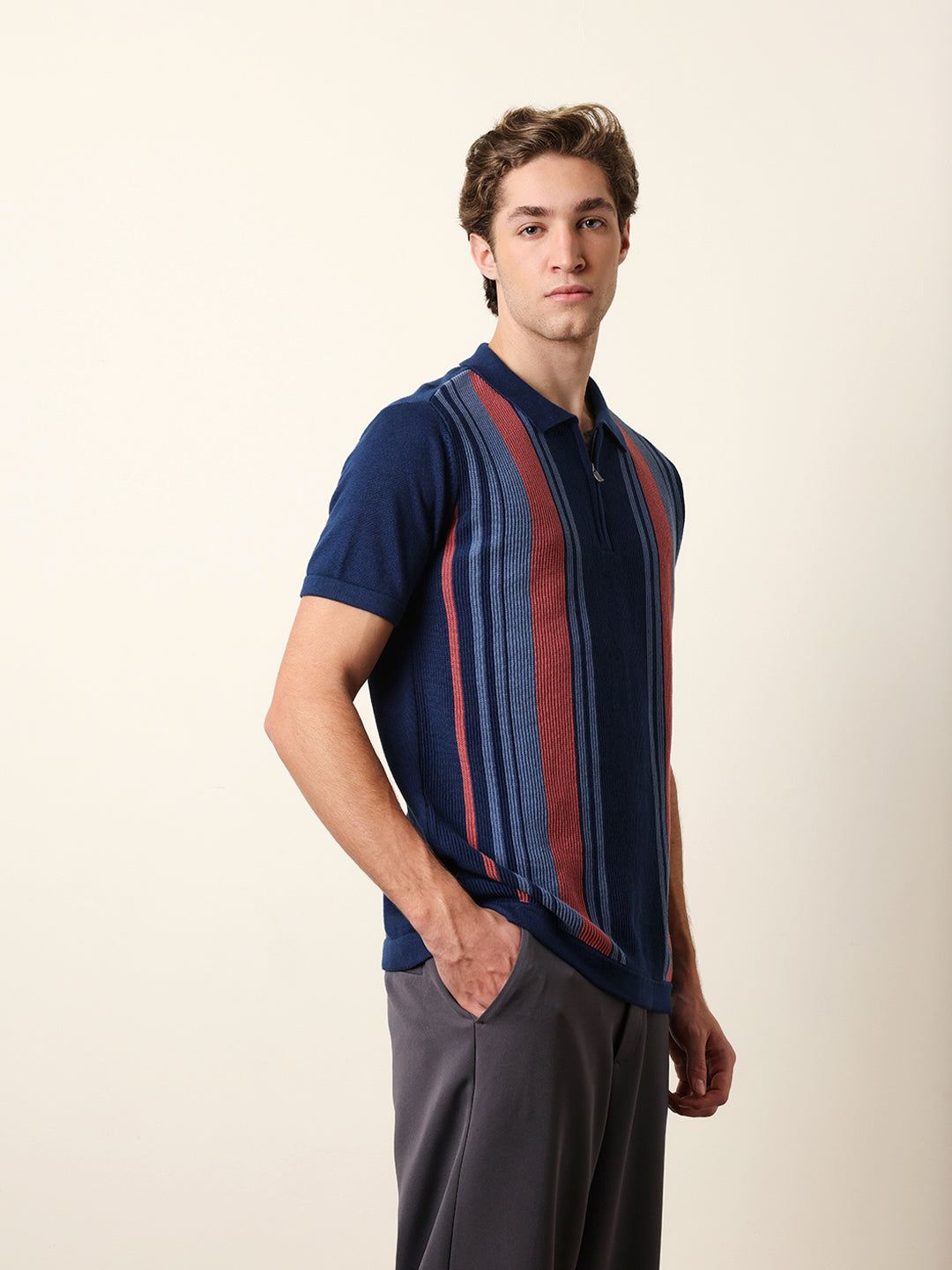 Men Multicolor Half Sleeve Polo T-Shirt