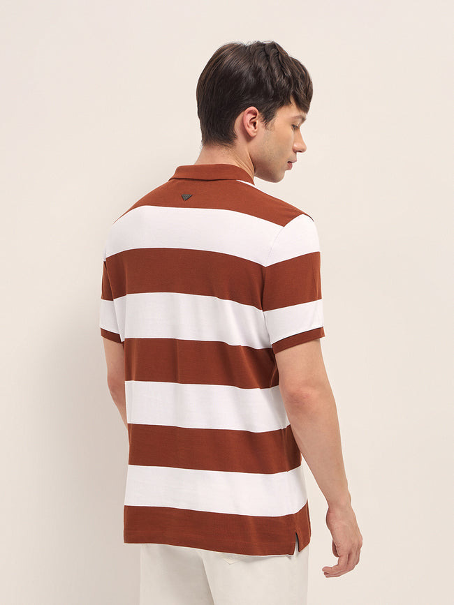 Men Cotton Striped Polo T-Shirt