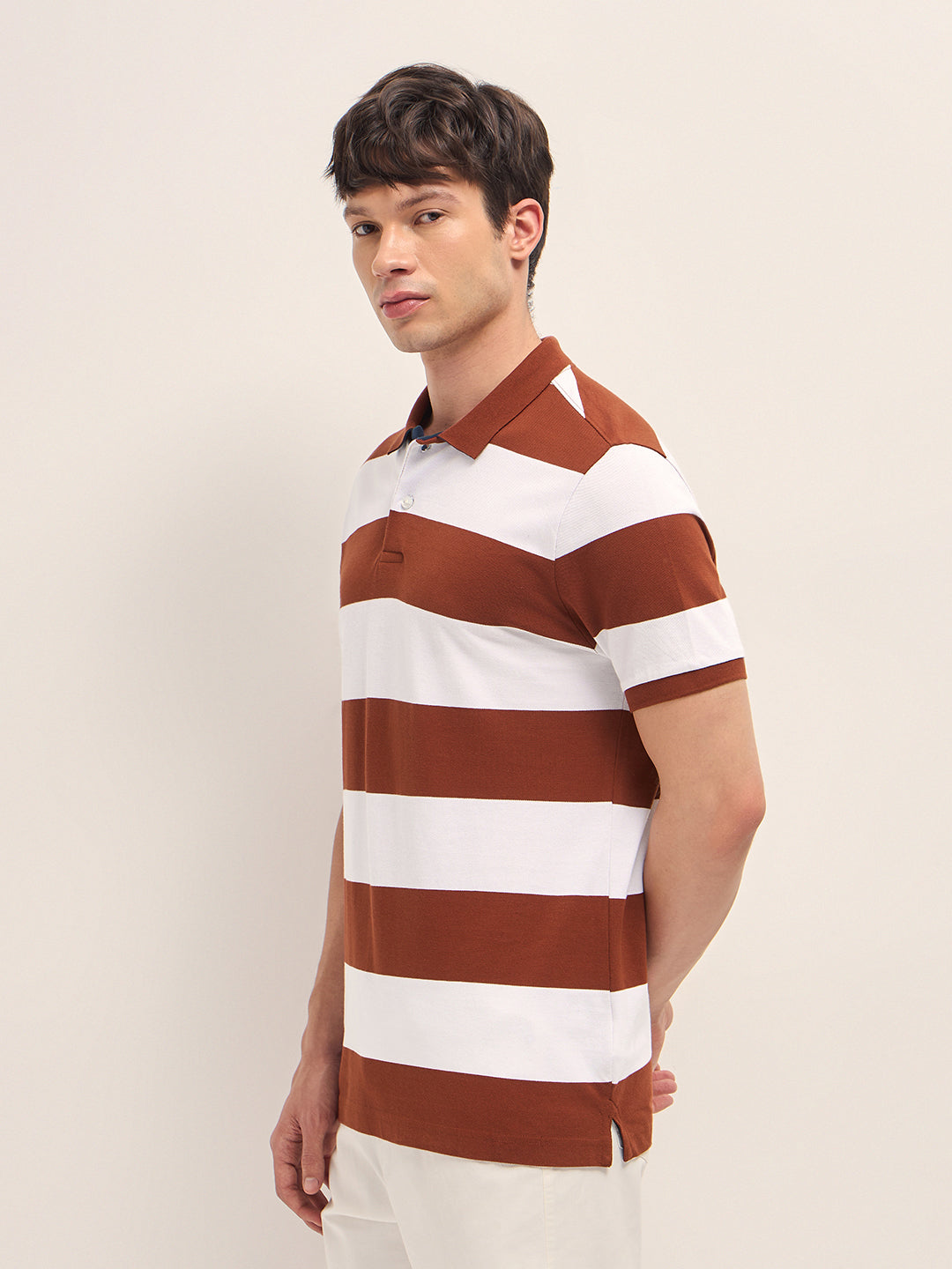 Men Cotton Striped Polo T-Shirt