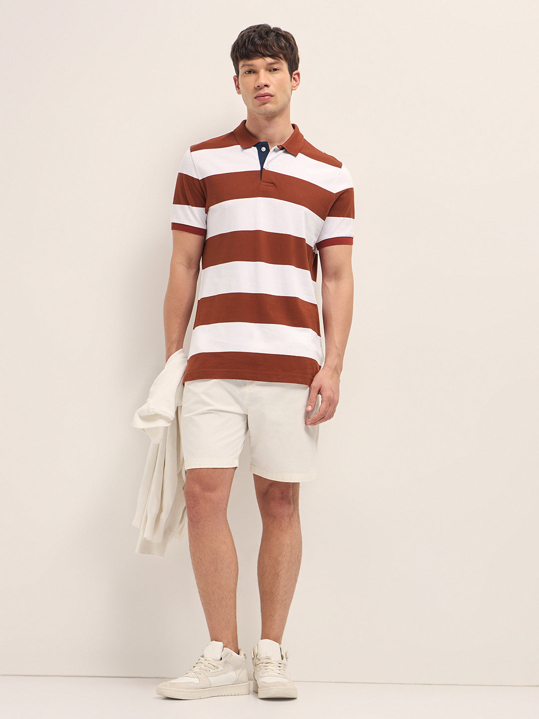 Men Cotton Striped Polo T-Shirt