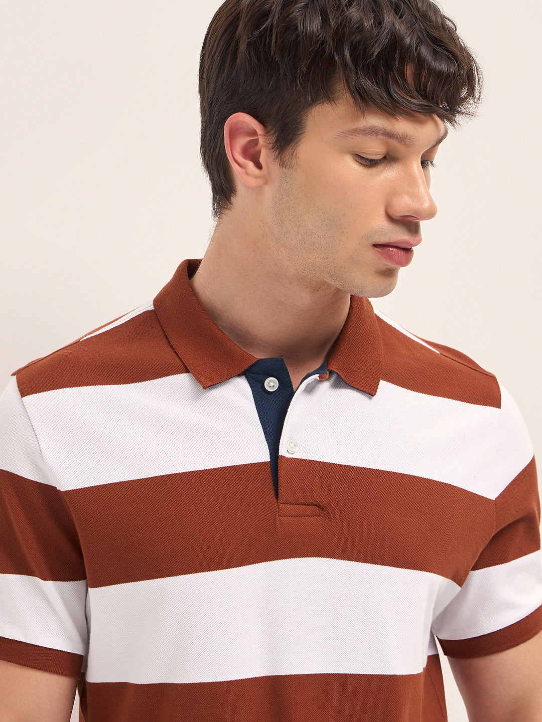 Men Cotton Striped Polo T-Shirt