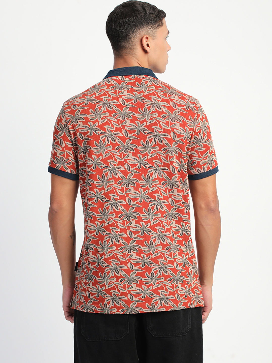 Men Multi-Color Printed Slim Fit Polo T-Shirt