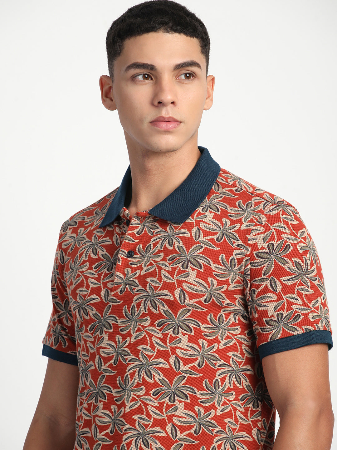 Men Multi-Color Printed Slim Fit Polo T-Shirt