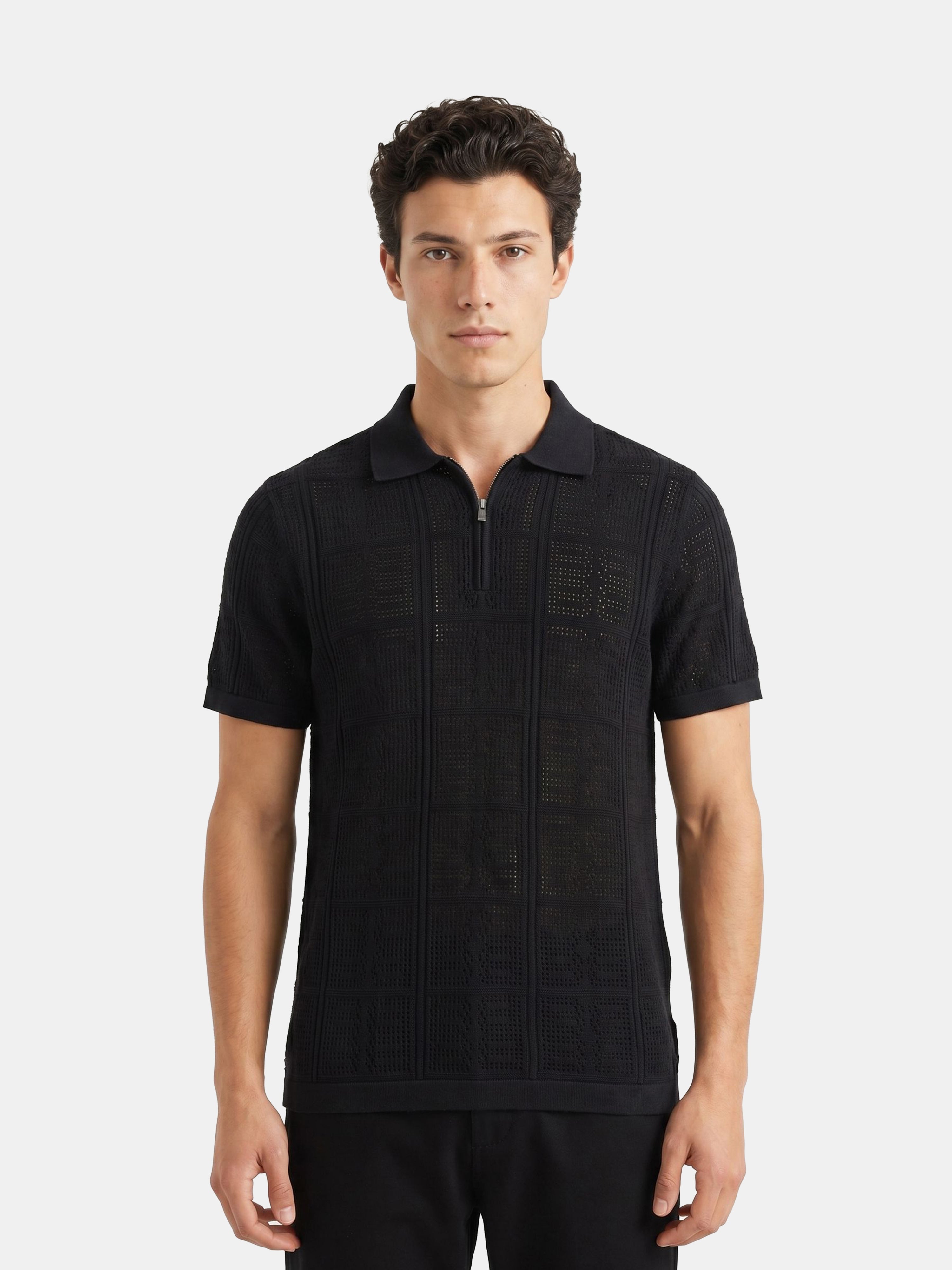 Men Black Regular Fit Polo