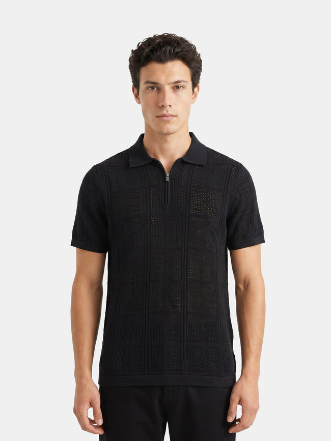 Men Black Regular Fit Polo