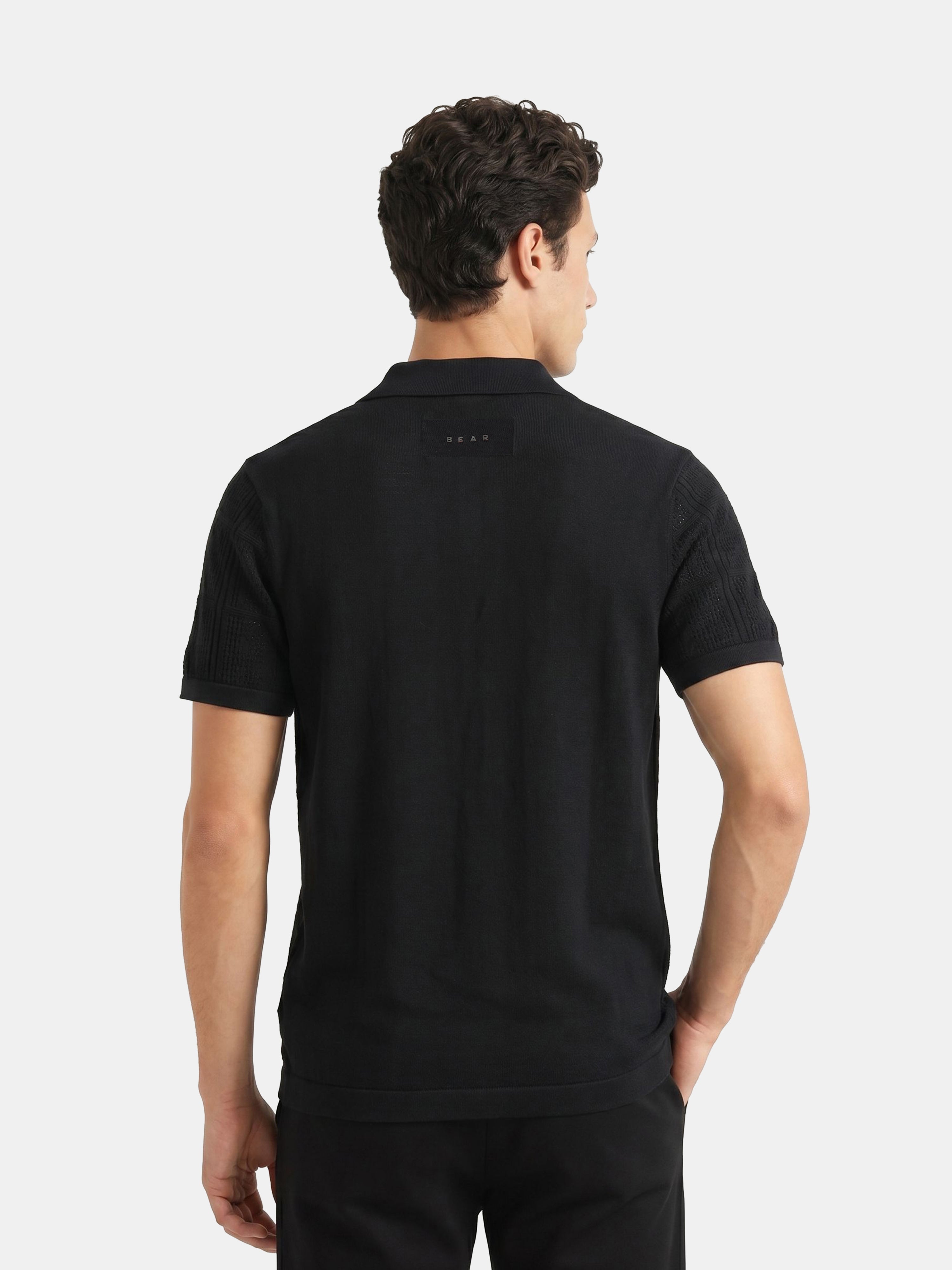Men Black Regular Fit Polo