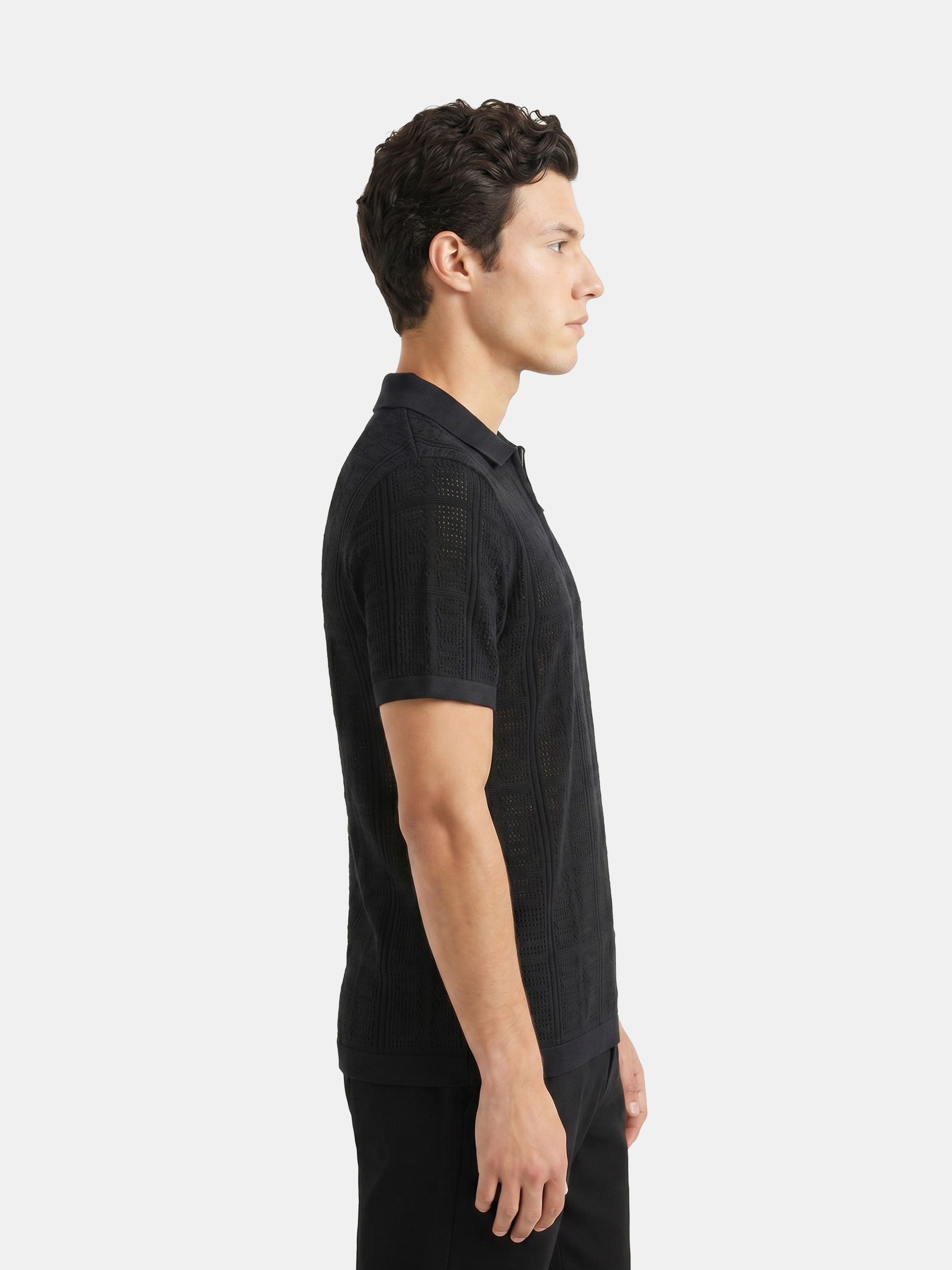 Men Black Regular Fit Polo