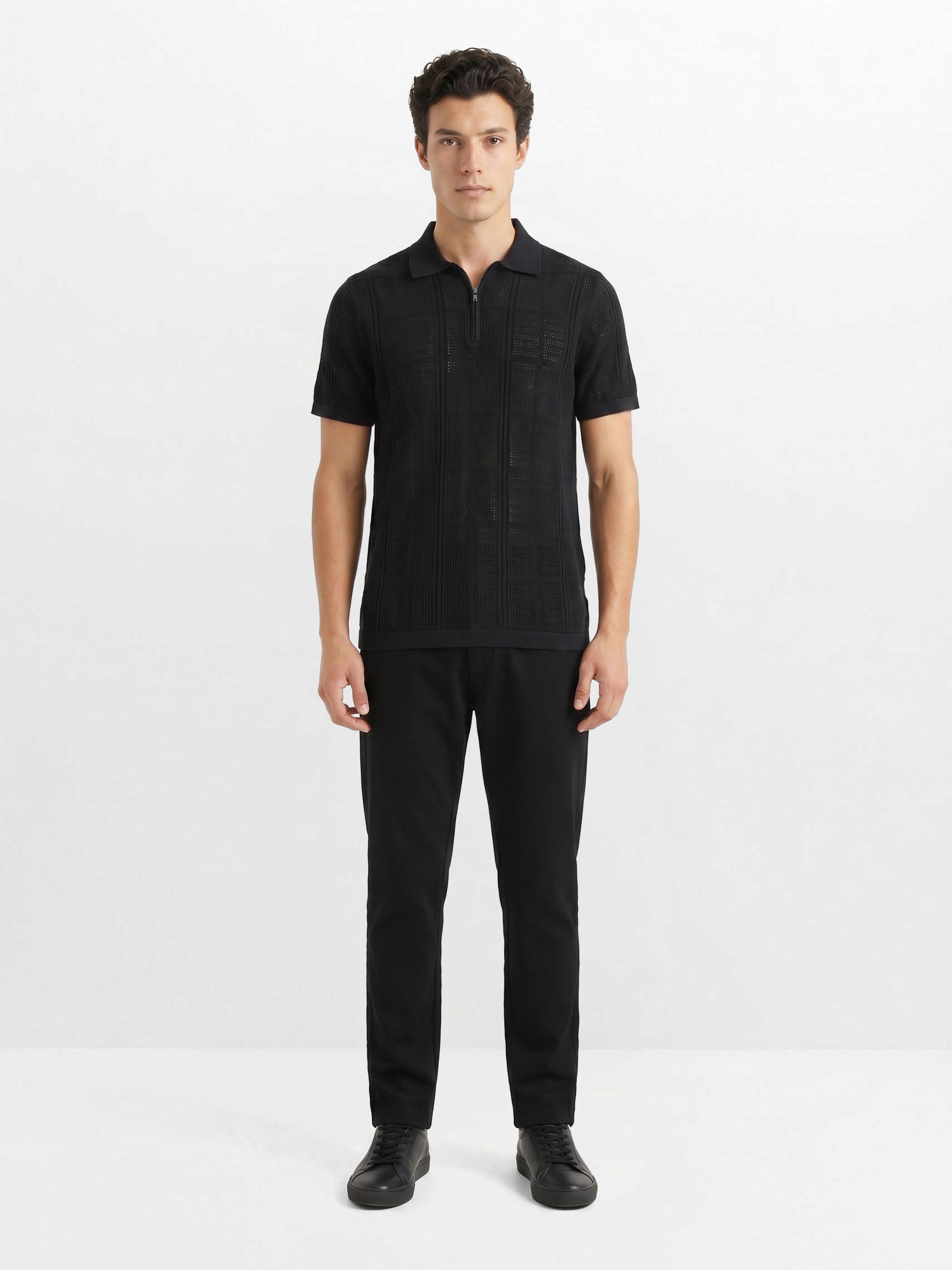 Men Black Regular Fit Polo