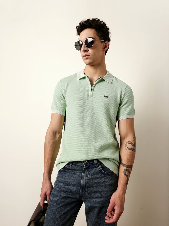 Men Green Half Sleeve Polo T-Shirt