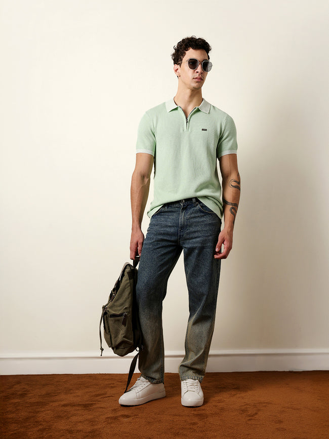 Men Green Half Sleeve Polo T-Shirt