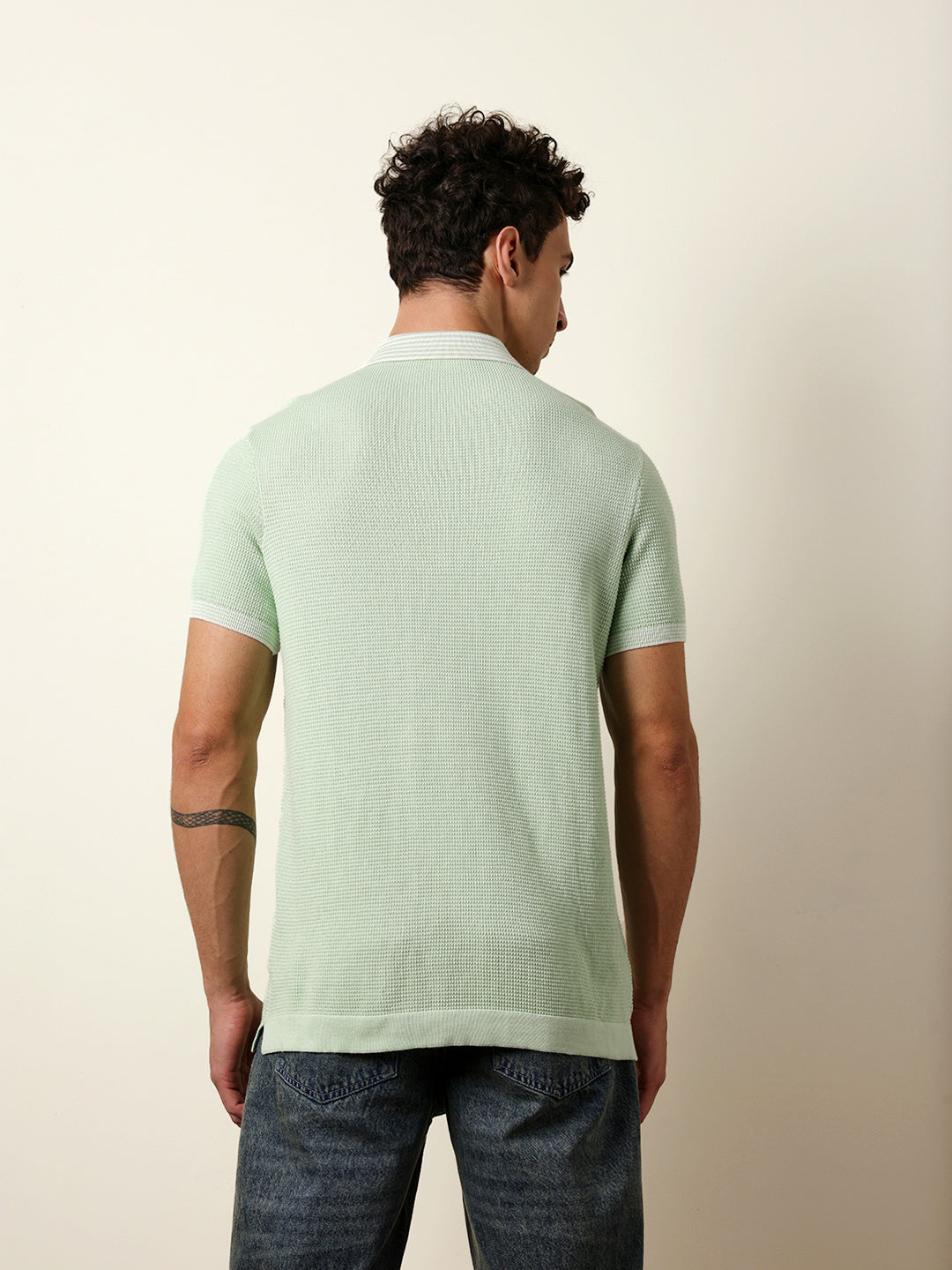 Men Green Half Sleeve Polo T-Shirt