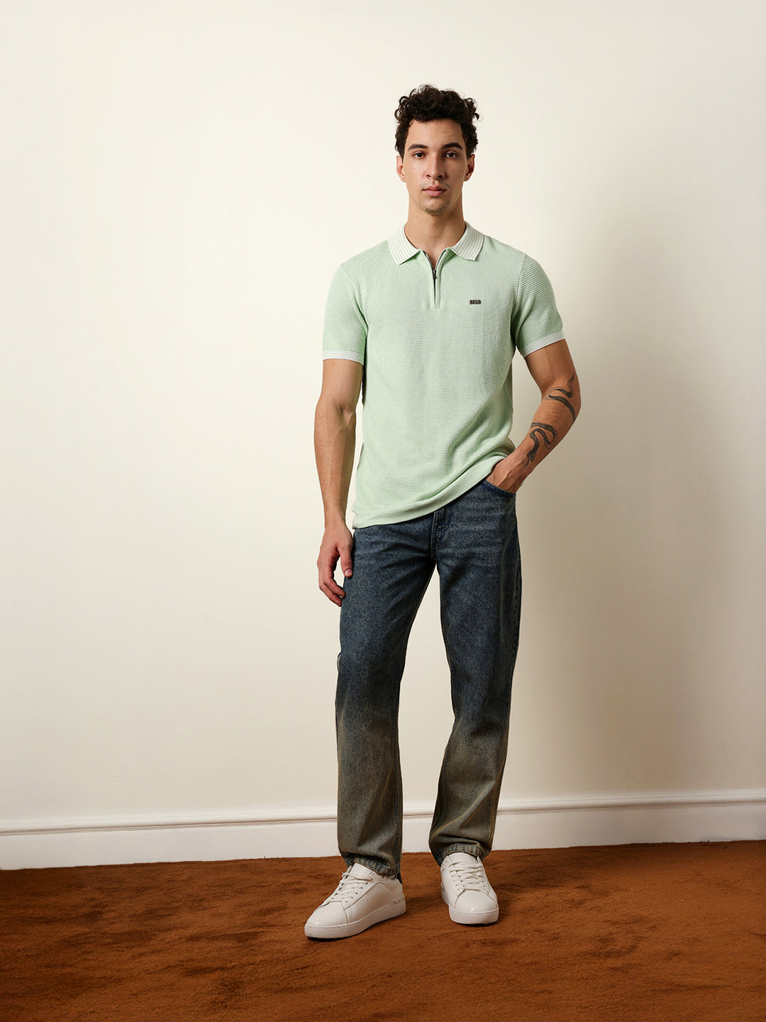 Men Green Half Sleeve Polo T-Shirt